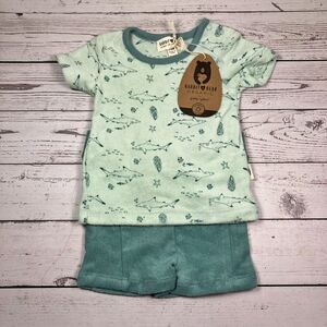 Rabbit + Bear 2 pc Terry Cloth Shirt Shorts Baby 3-6m Sharks Beach Summer